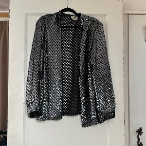 Vintage Flagg etc. sequin cardigan jacket with handknit backing.